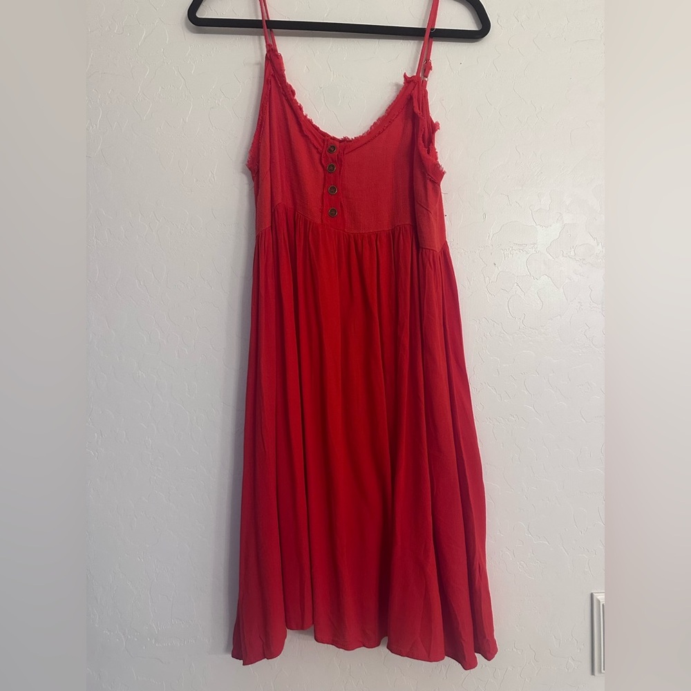Umgee Red Spaghetti-Strap knee length dress